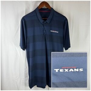 Nike Houston Texans Polo Mens Large Navy Blue Striped NFL Dri-FIT 908178-459